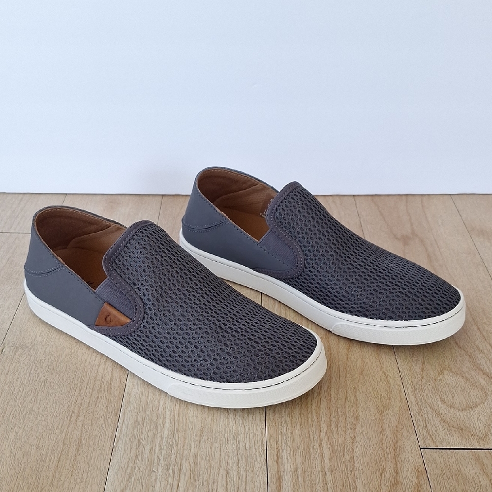 OluKai Pehuea Gray Mesh Low Top Slip On Woman Size 8
